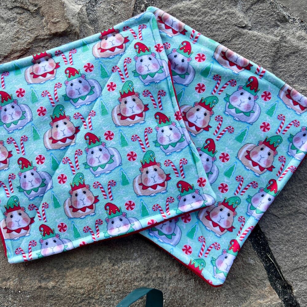 CANDY CANE Piddle Pads 11" Square x2 Fleece Reusable Washable